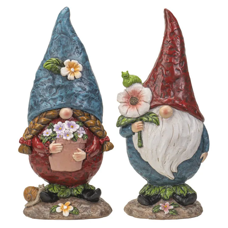 11" Gnome Statue - Garden Couple (Set of 2)