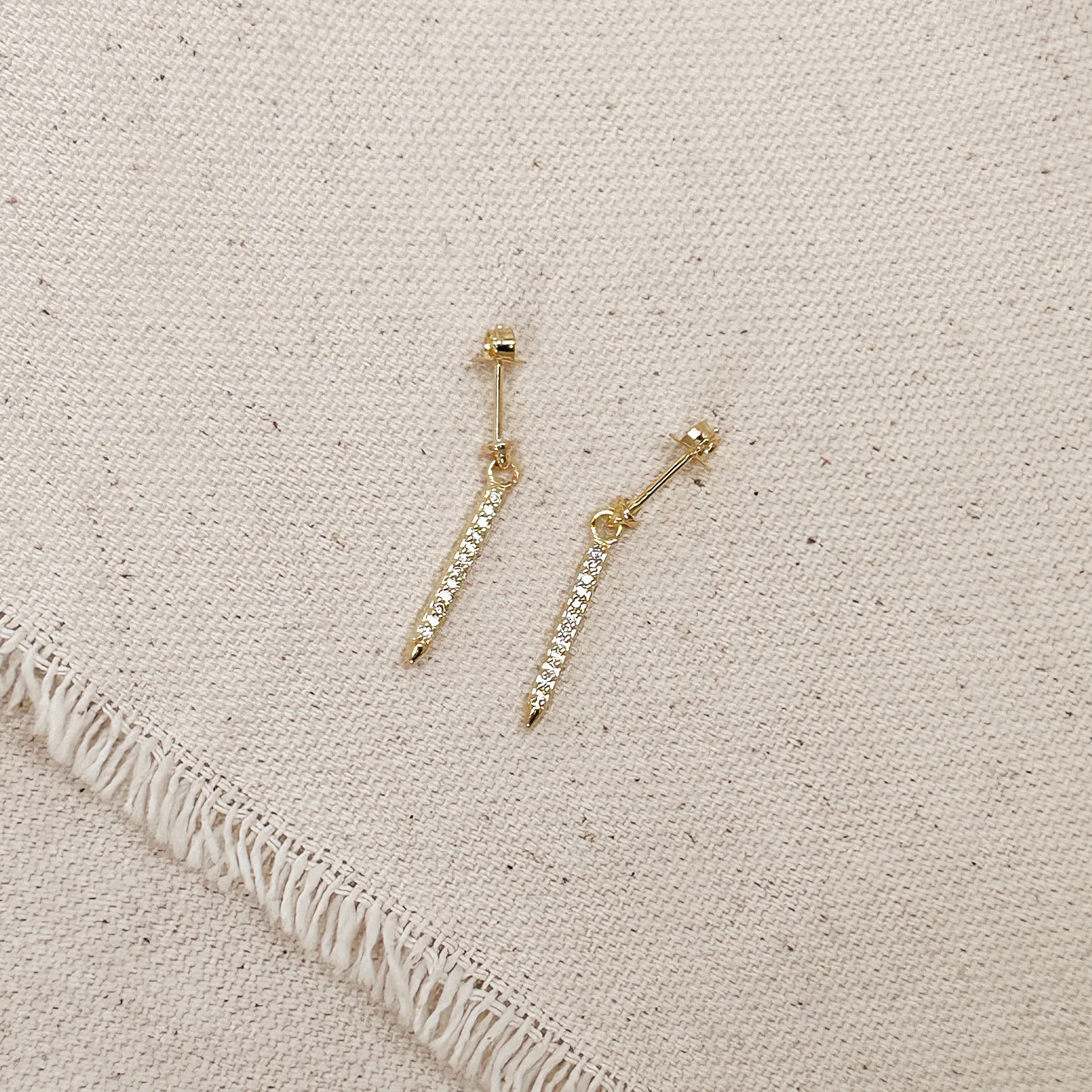 18k Gold Filled CZ Spear Drop Earrings