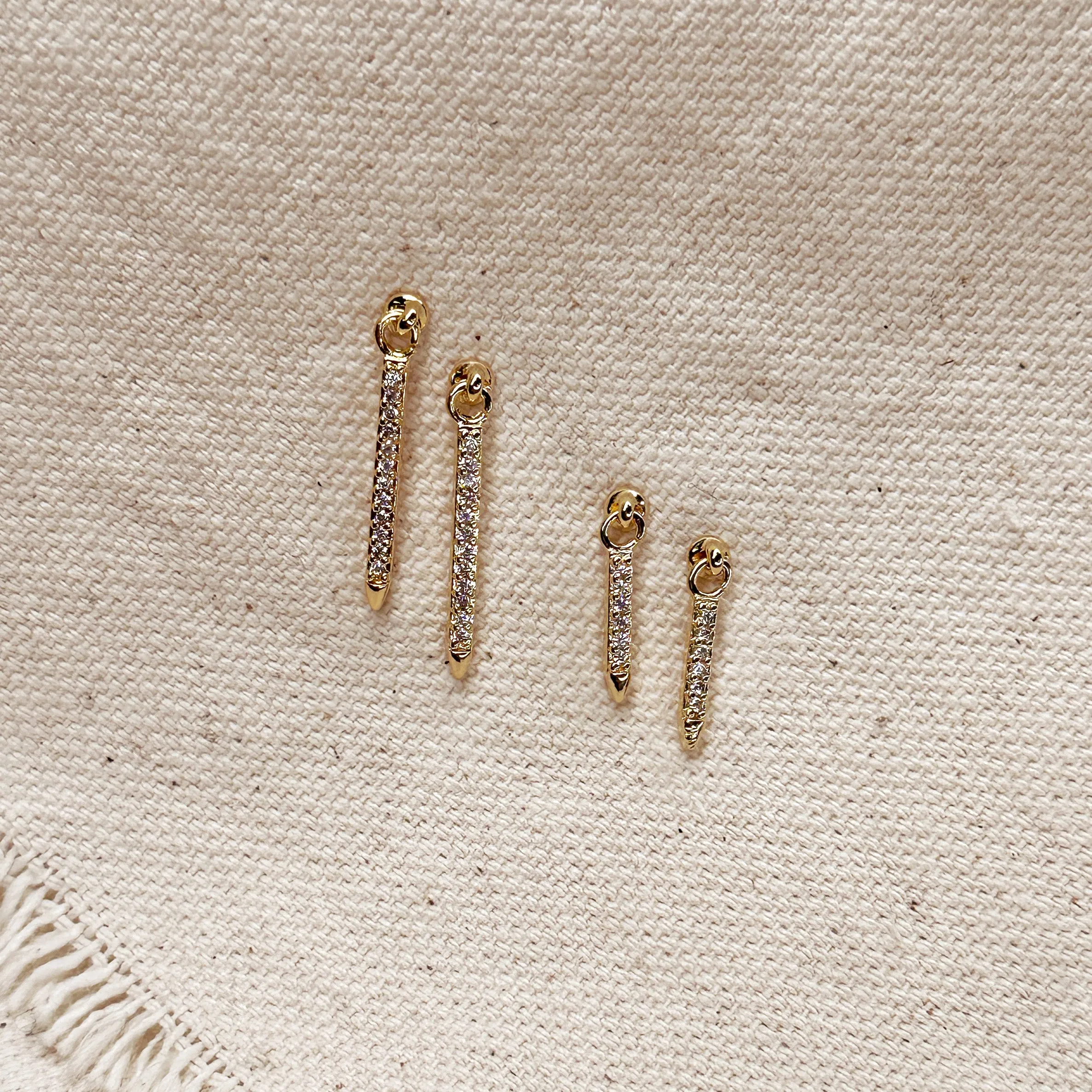 18k Gold Filled CZ Spear Drop Earrings