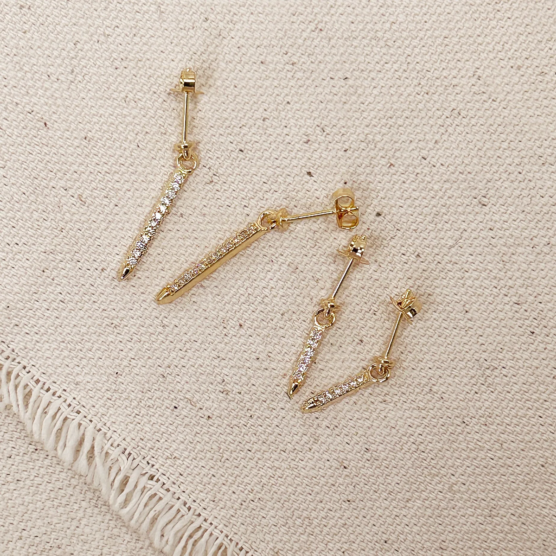 18k Gold Filled CZ Spear Drop Earrings