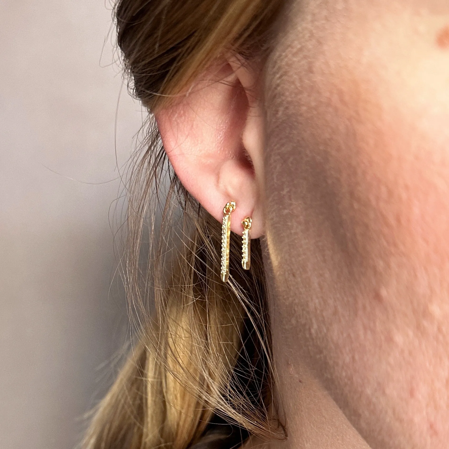 18k Gold Filled CZ Spear Drop Earrings