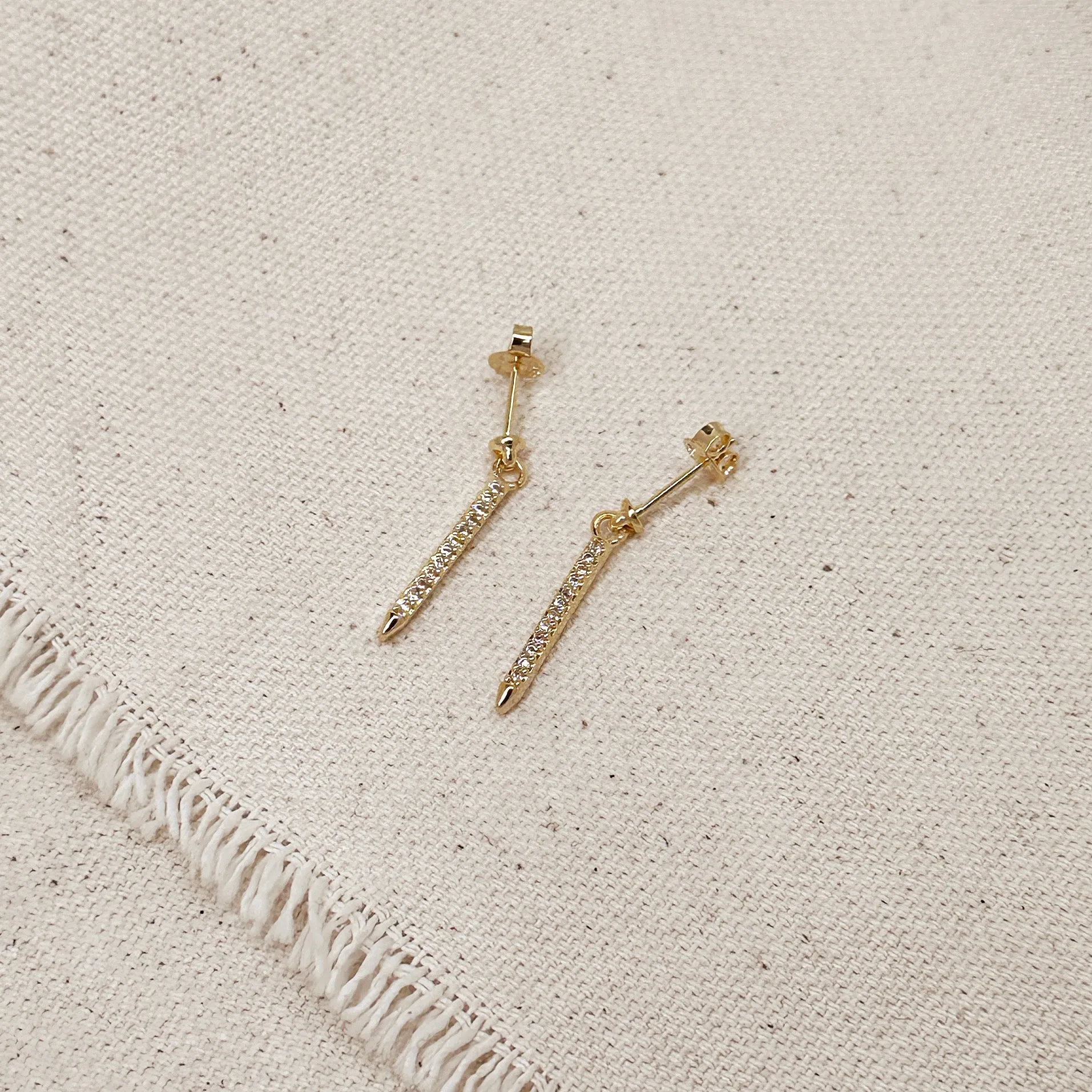 18k Gold Filled CZ Spear Drop Earrings