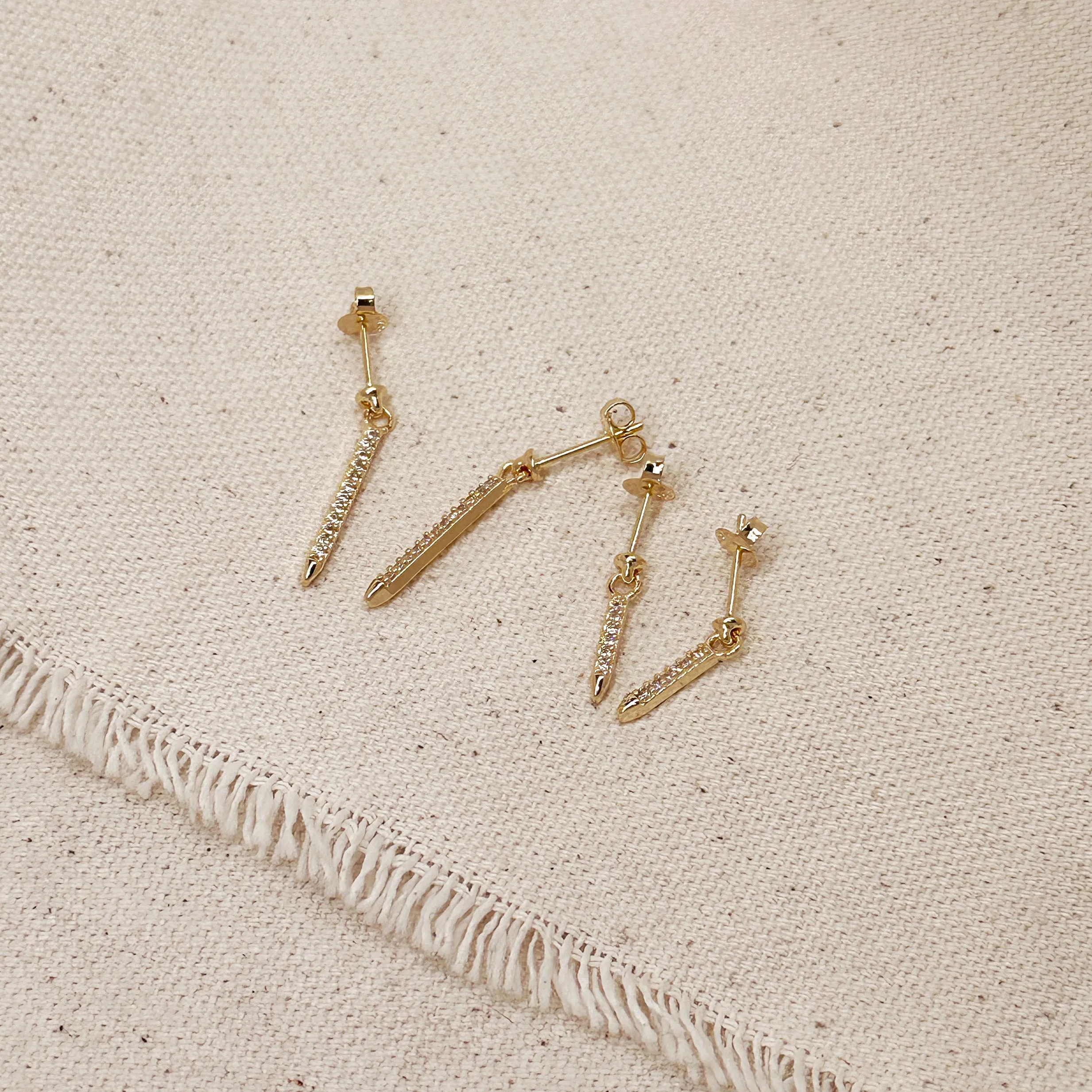 18k Gold Filled CZ Spear Drop Earrings