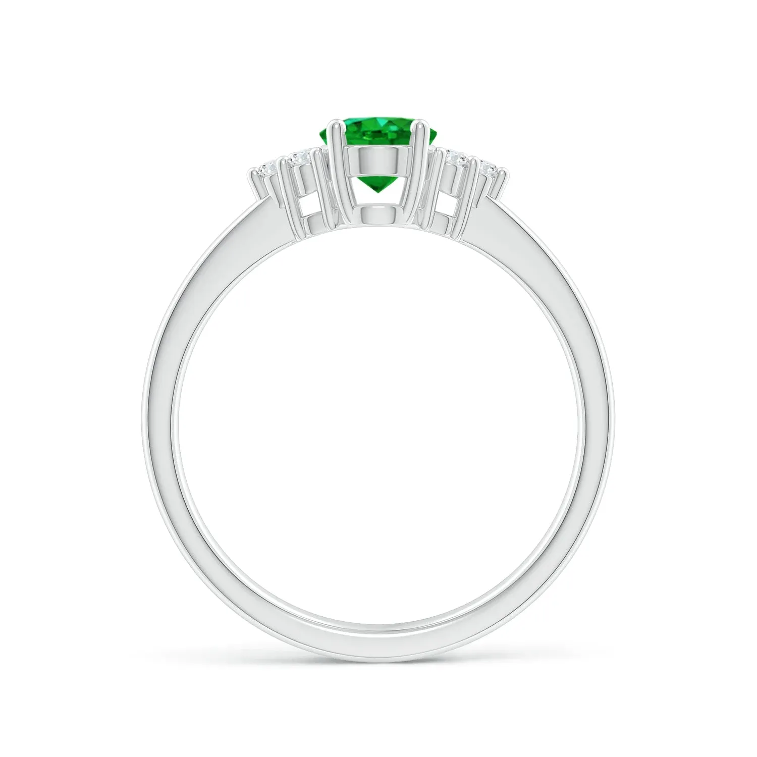 2 CT. Oval Emerald Ring with Trio White Sapphire Accents