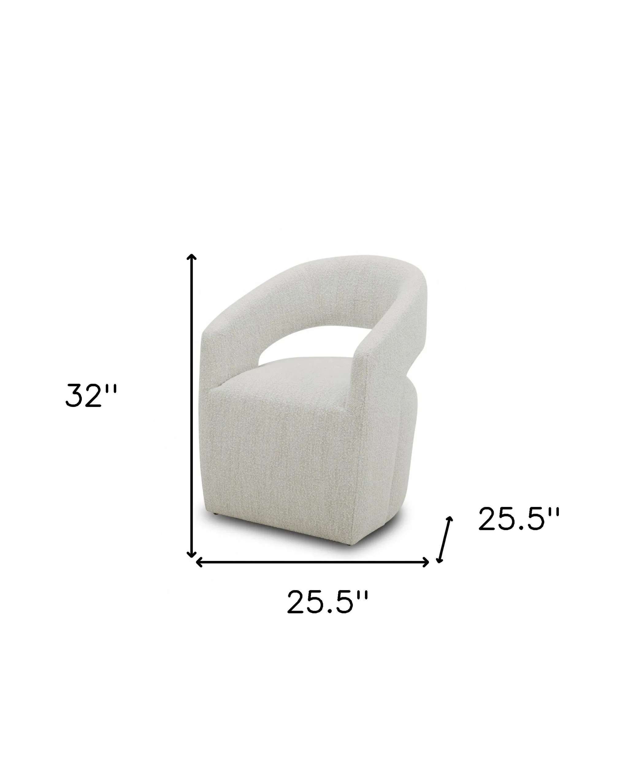 26 Cream Textured Polyester Modern Arm Chair