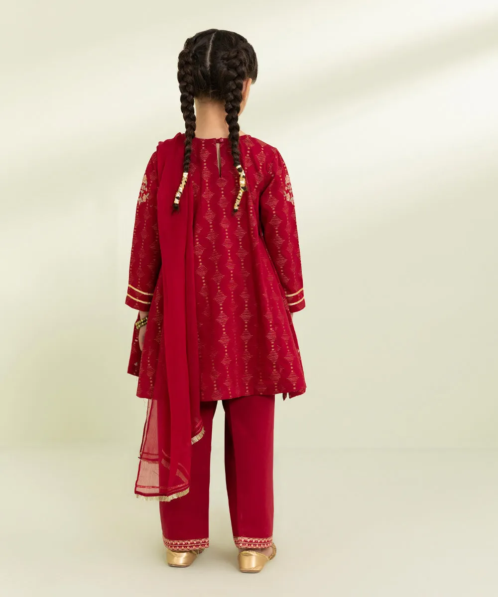 3 Piece - Embroidered Jacquard Suit