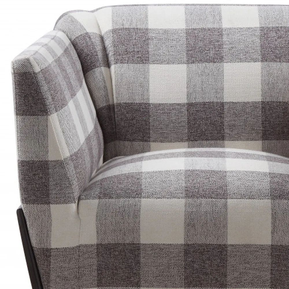 32 Grey And Light Grey 100% Polyester And Brown Patchwork Club Chair