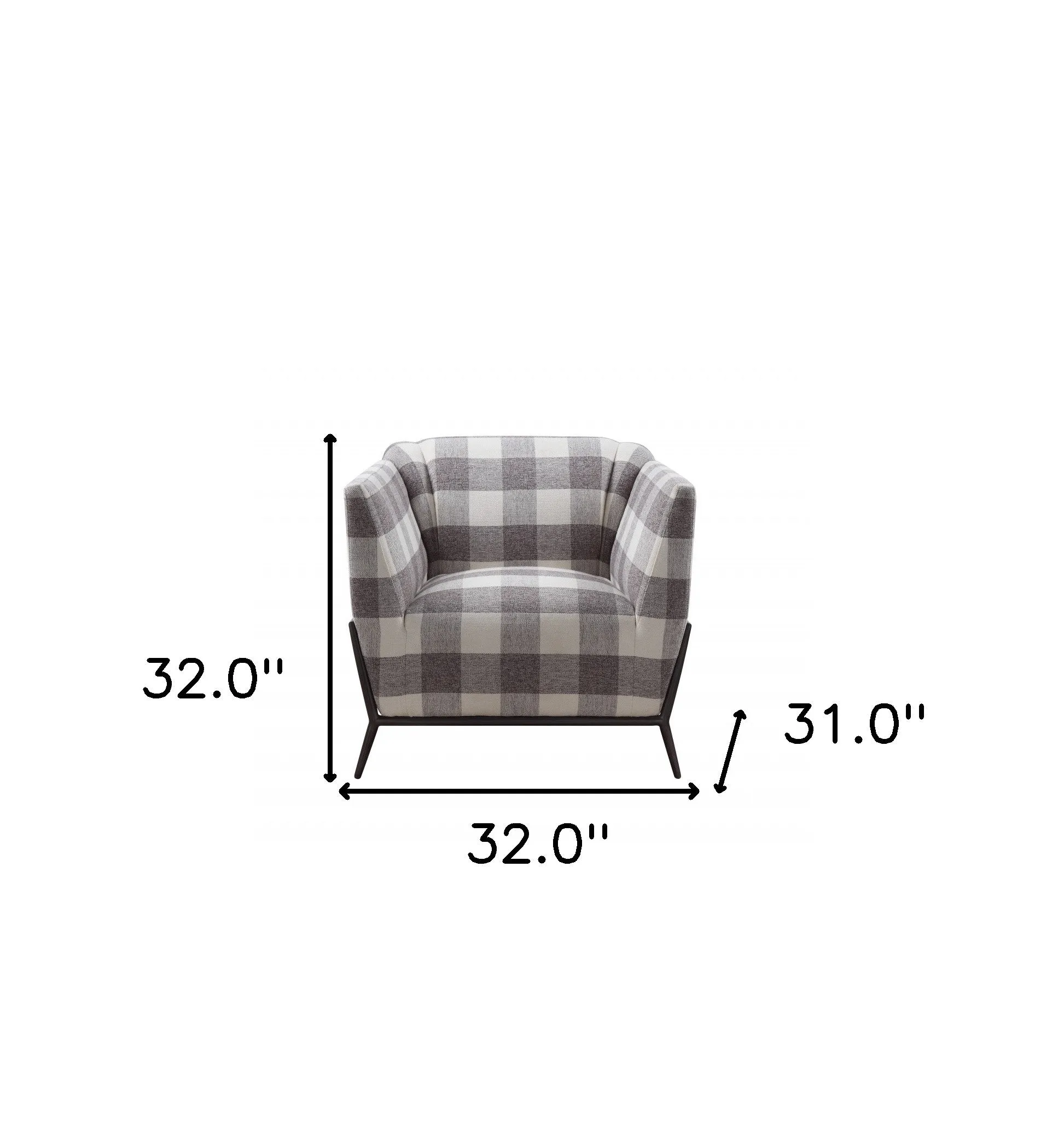 32 Grey And Light Grey 100% Polyester And Brown Patchwork Club Chair