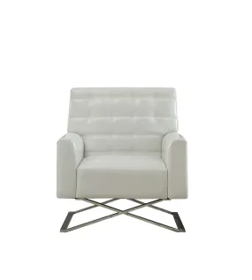 34 White Faux Leather And Steel Solid Color Club Chair