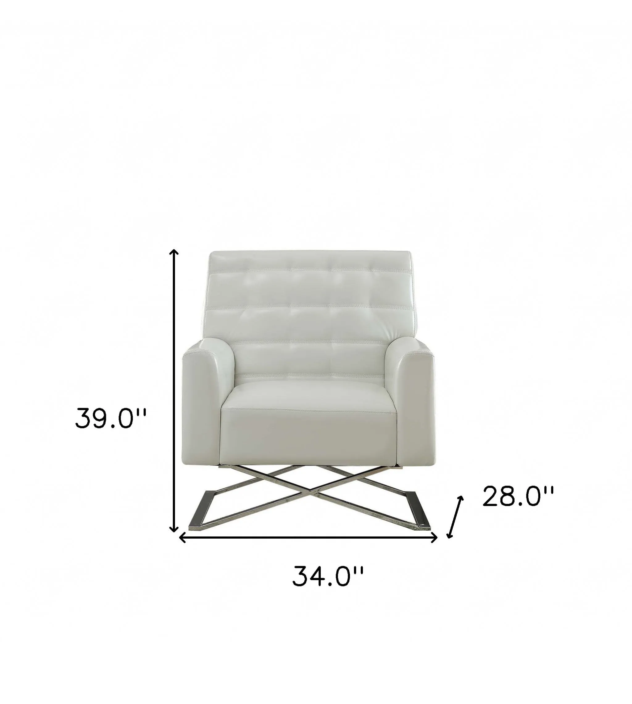 34 White Faux Leather And Steel Solid Color Club Chair