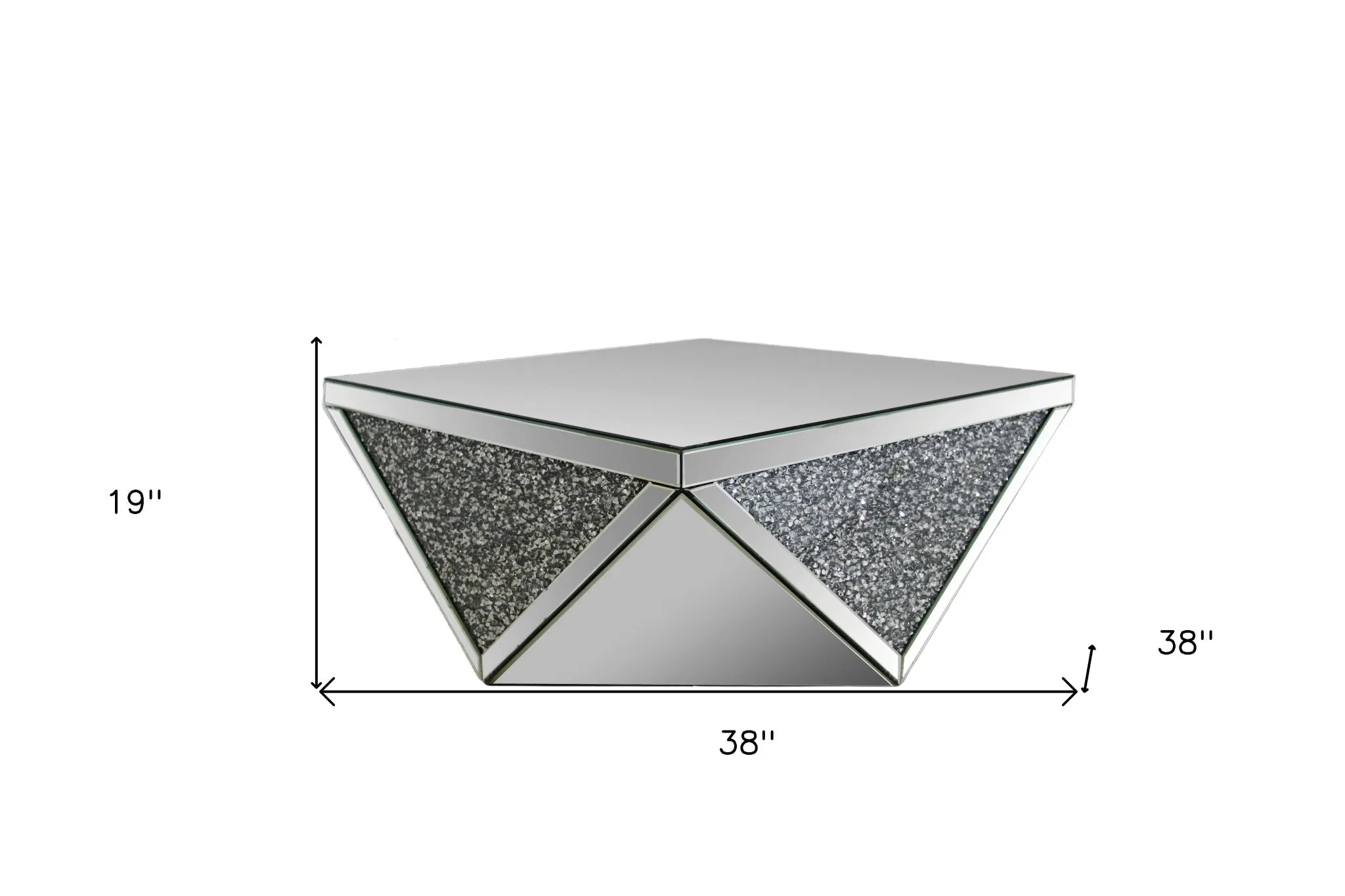 38 Silver Glass Square Mirrored Coffee Table