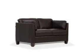 59 Chocolate And Brown Leather Loveseat