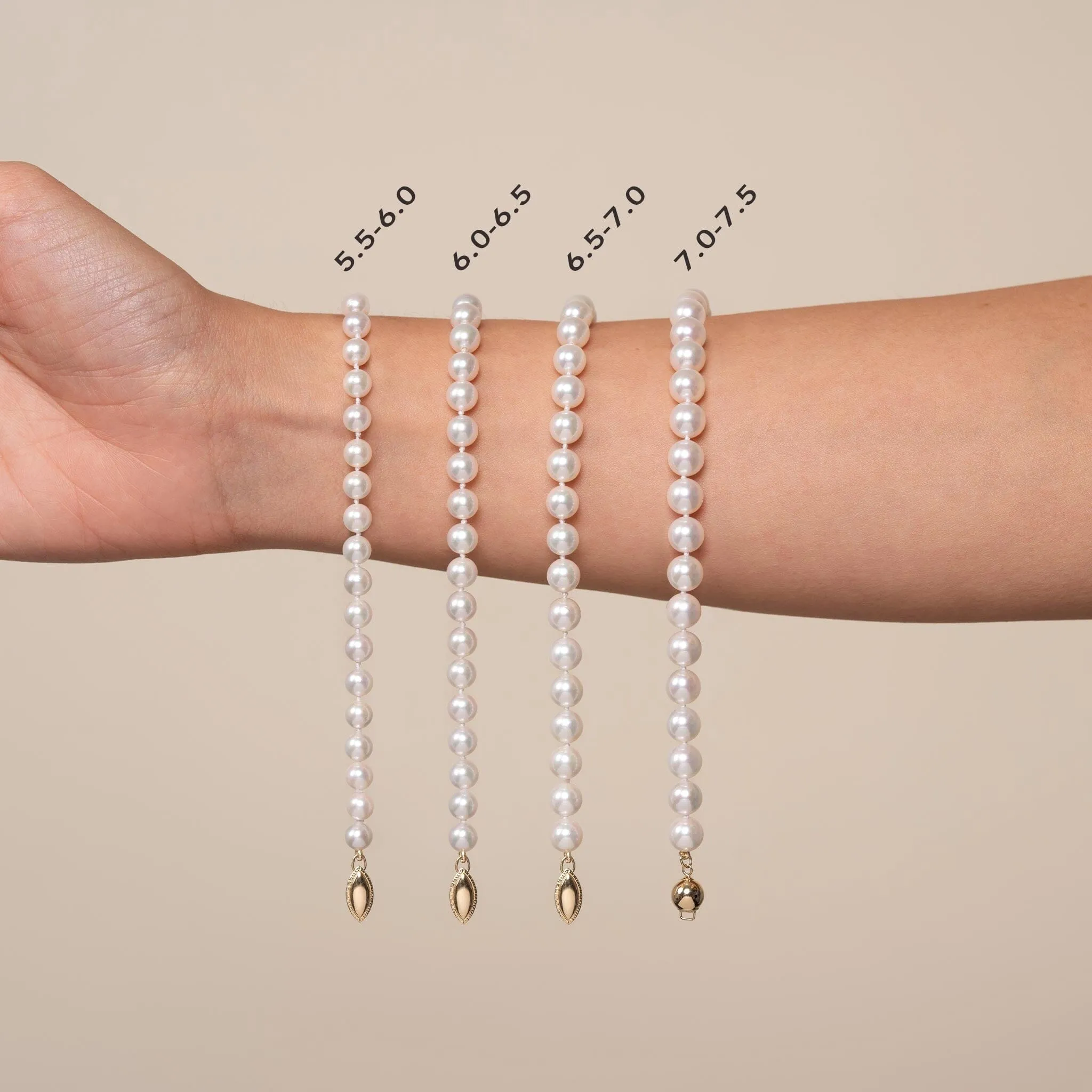 6.0-6.5 mm Double Strand White Akoya AAA Pearl Bracelet