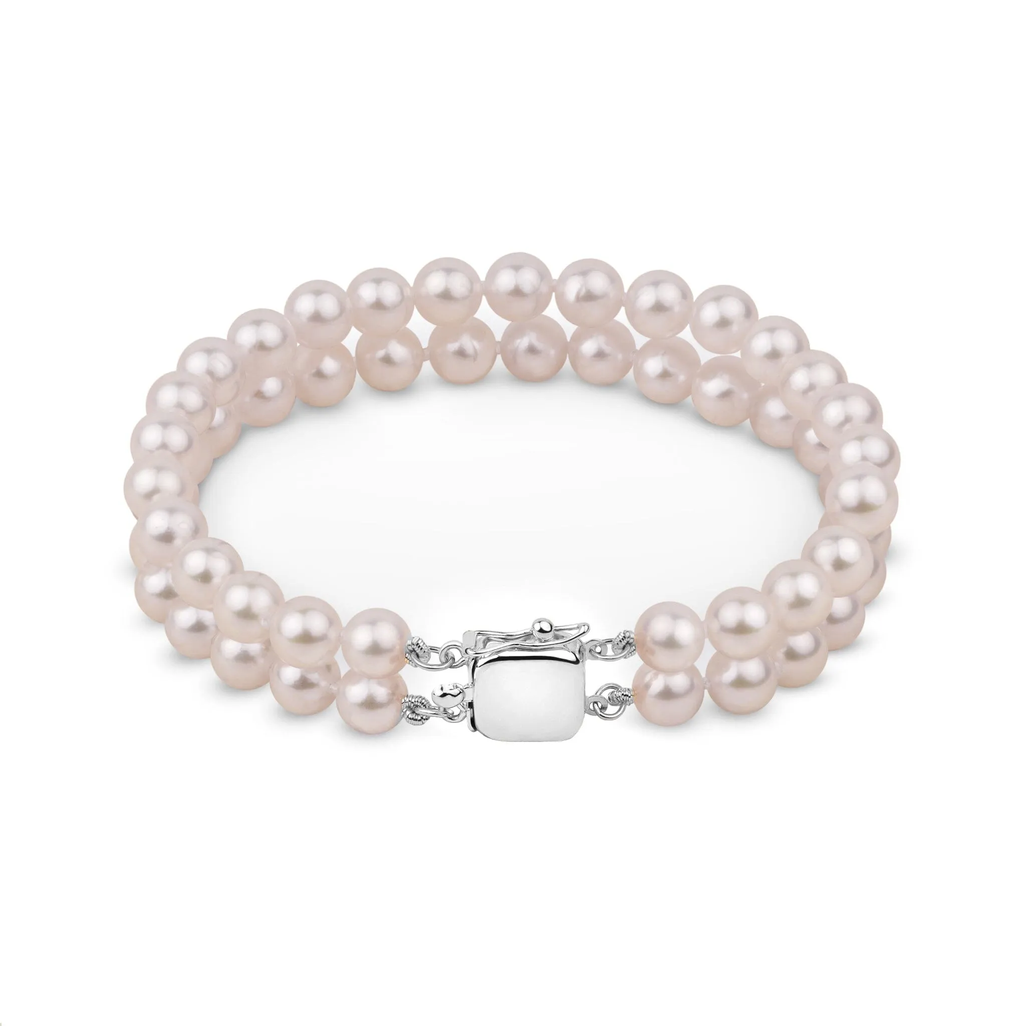 6.0-6.5 mm Double Strand White Akoya AAA Pearl Bracelet