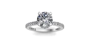 7mm (1.20ct) Rañe ForeverOne Round Moissanite Diamond Underhalo Engagement Ring 14K Gold MOENG025