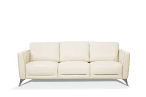 83 Cream Leather And Black Sofa