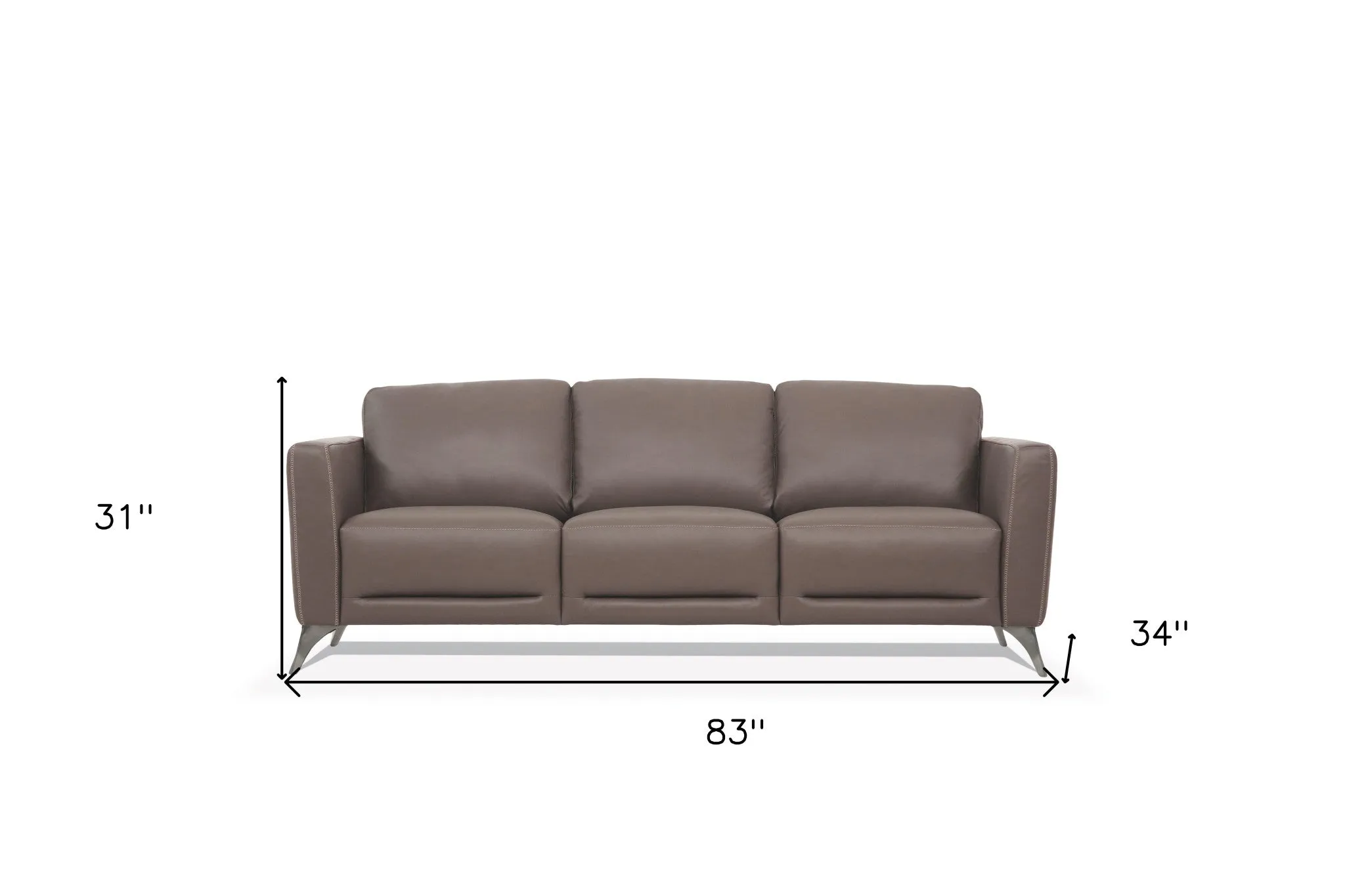 83 Taupe Leather And Black Sofa