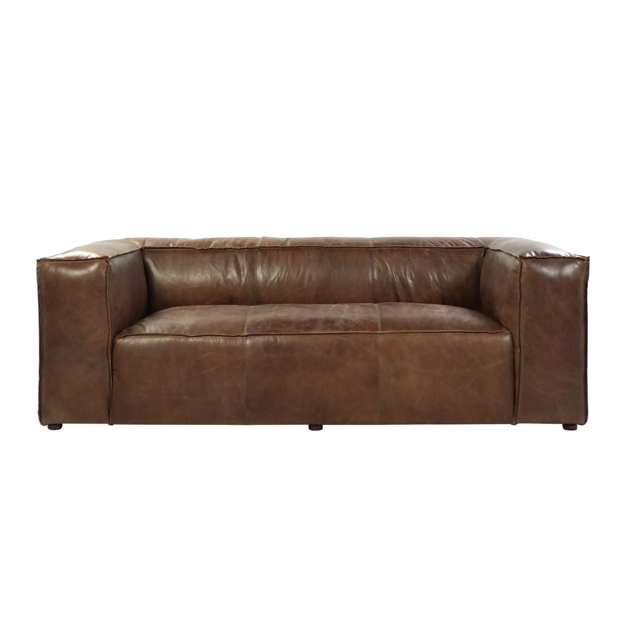 98 Brown Top Grain Leather And Black Sofa