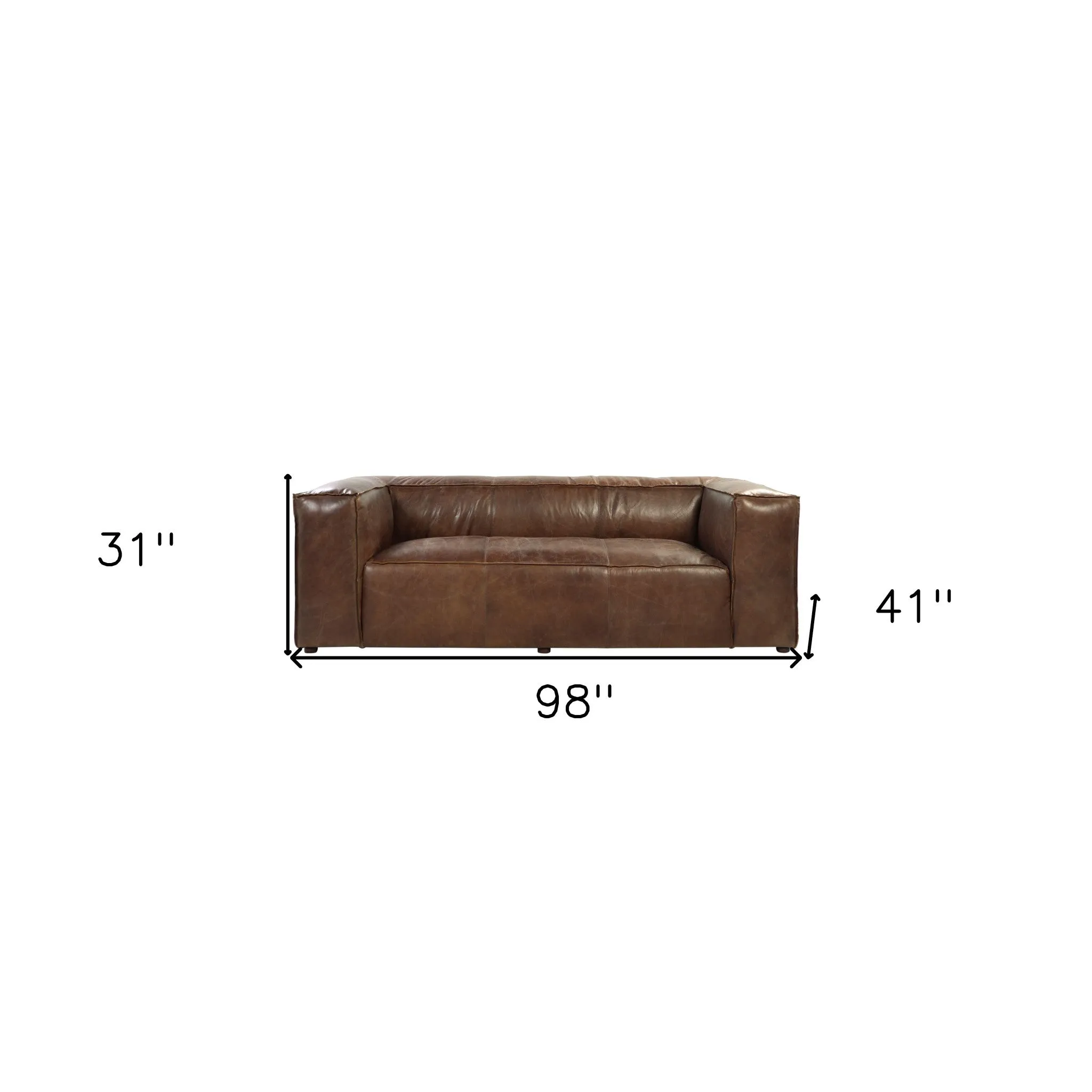 98 Brown Top Grain Leather And Black Sofa