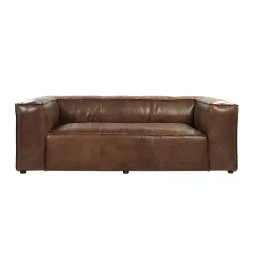 98 Brown Top Grain Leather And Black Sofa