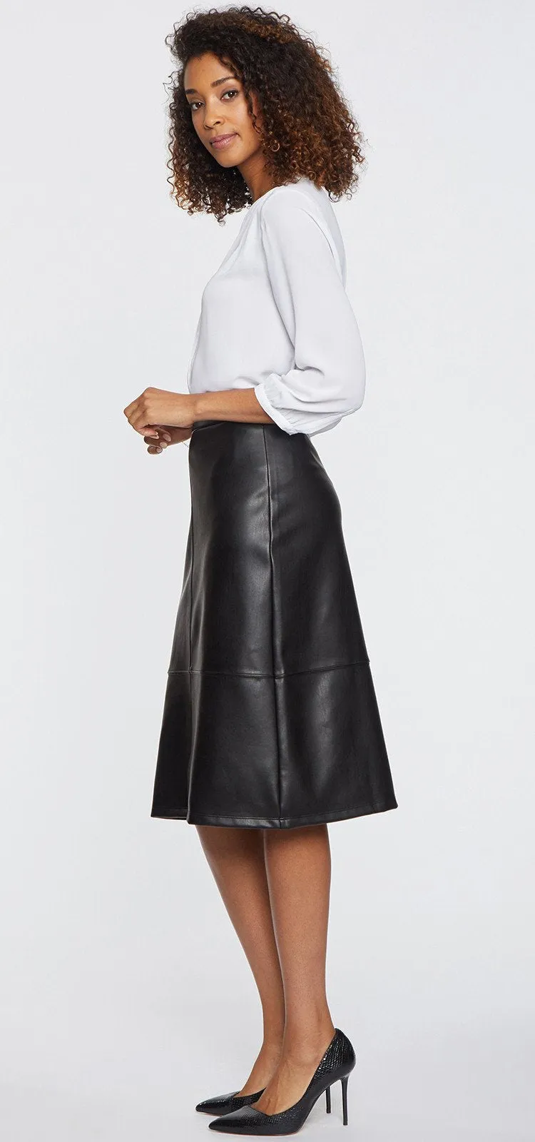 A-Line Sculpt-Her™ Skirt Zwart Imitatieleer | Black