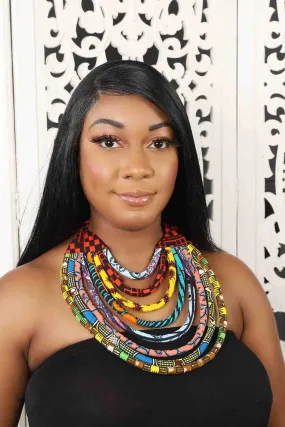 African Print Layered Necklace (Multicolor Set B)