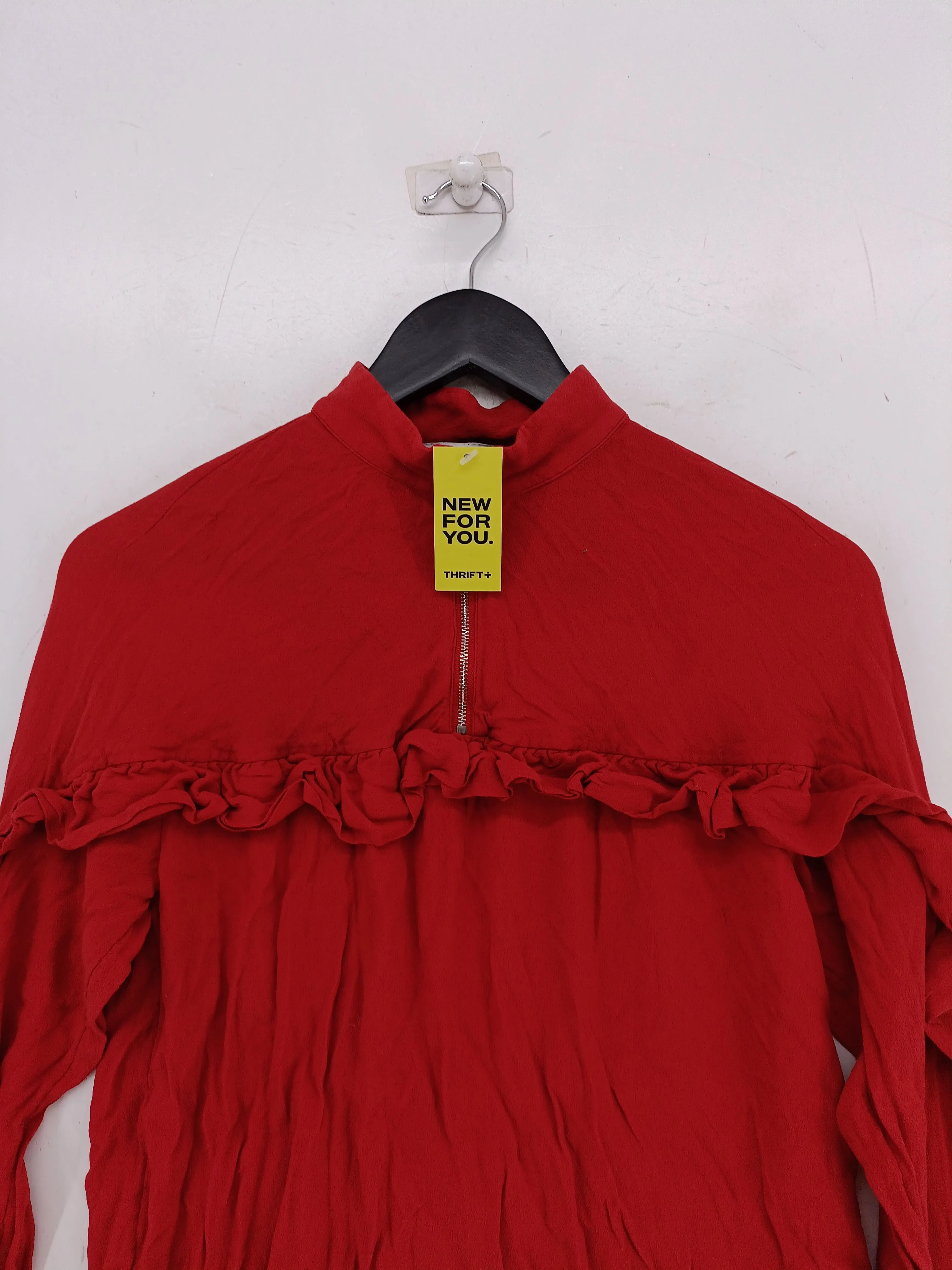 & Other Stories Women's Blouse UK 12 Red 100% Viscose