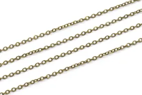 Antique Brass Chain, 5 Meters - 16.5 Feet (1.5x2mm) Antique Bronze Tone Brass Soldered Chain - Y006 ( Z028 )