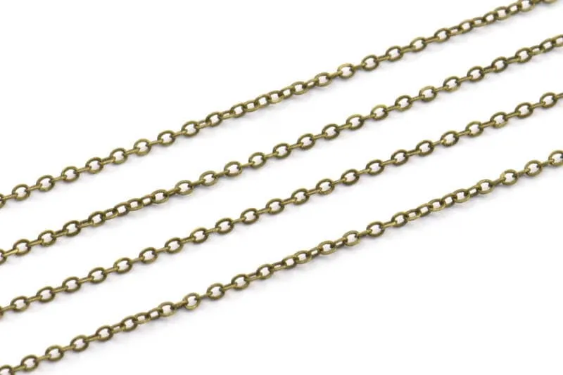 Antique Brass Chain, 5 Meters - 16.5 Feet (1.5x2mm) Antique Bronze Tone Brass Soldered Chain - Y006 ( Z028 )