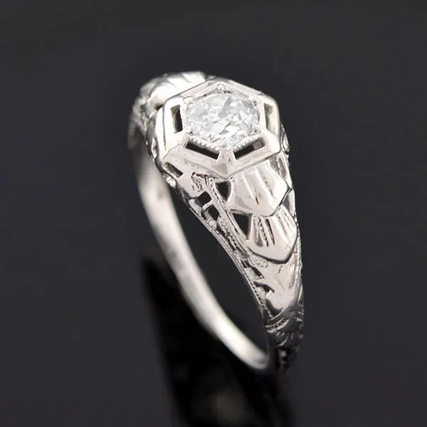 Art Deco 14kt Diamond Engagement Ring .26ct