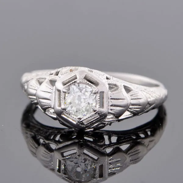 Art Deco 14kt Diamond Engagement Ring .26ct