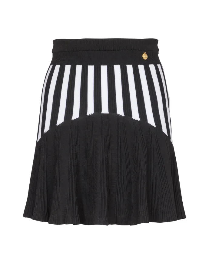 Balmain pleated striped knit skirt