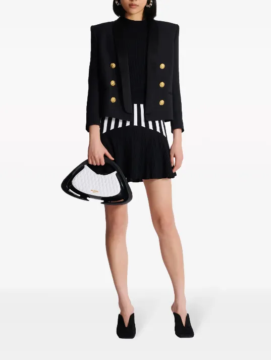 Balmain pleated striped knit skirt