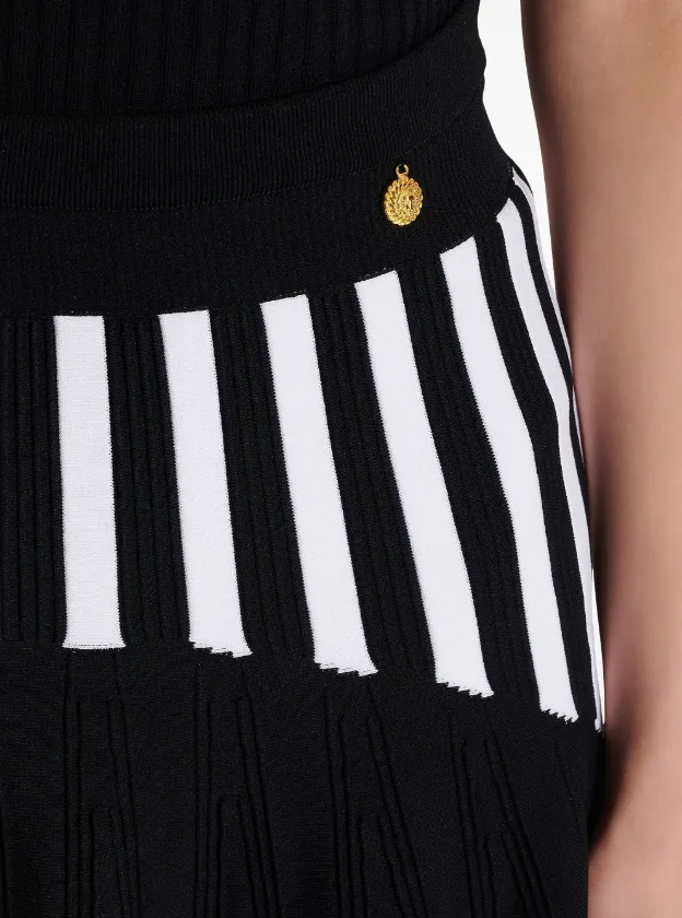 Balmain pleated striped knit skirt