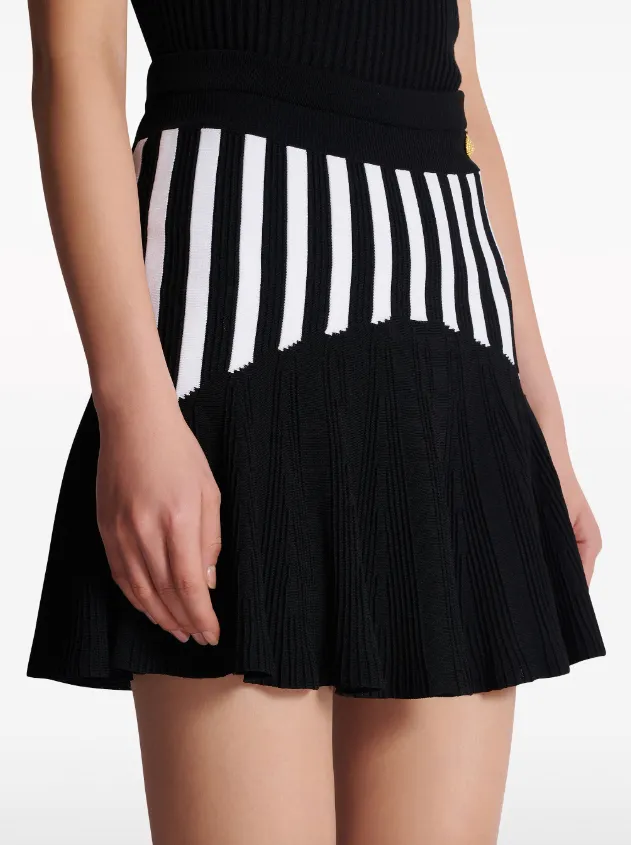 Balmain pleated striped knit skirt