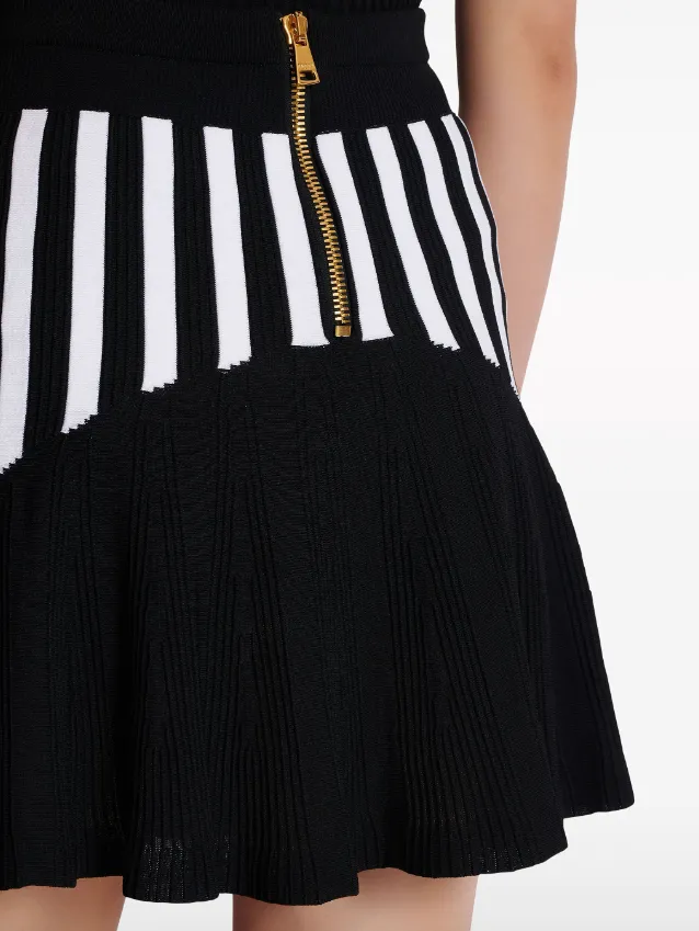 Balmain pleated striped knit skirt