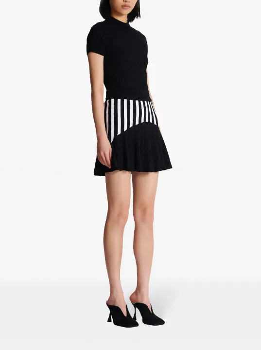 Balmain pleated striped knit skirt