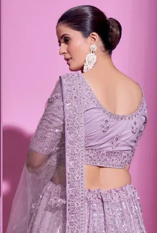 Beautiful Lilac Heavy Embroidered Lehenga Set - Rent