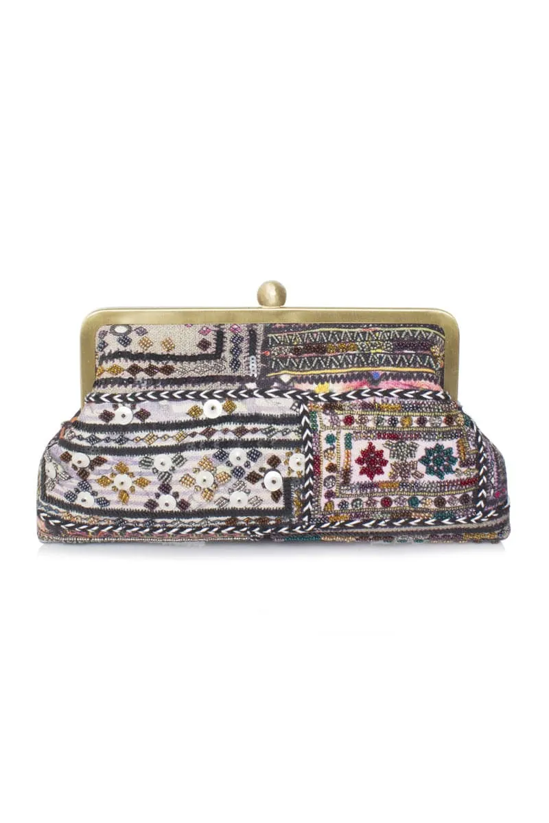 BEDOUIN CLASSIC HAND PRINTED EMBROIDERED CLUTCH