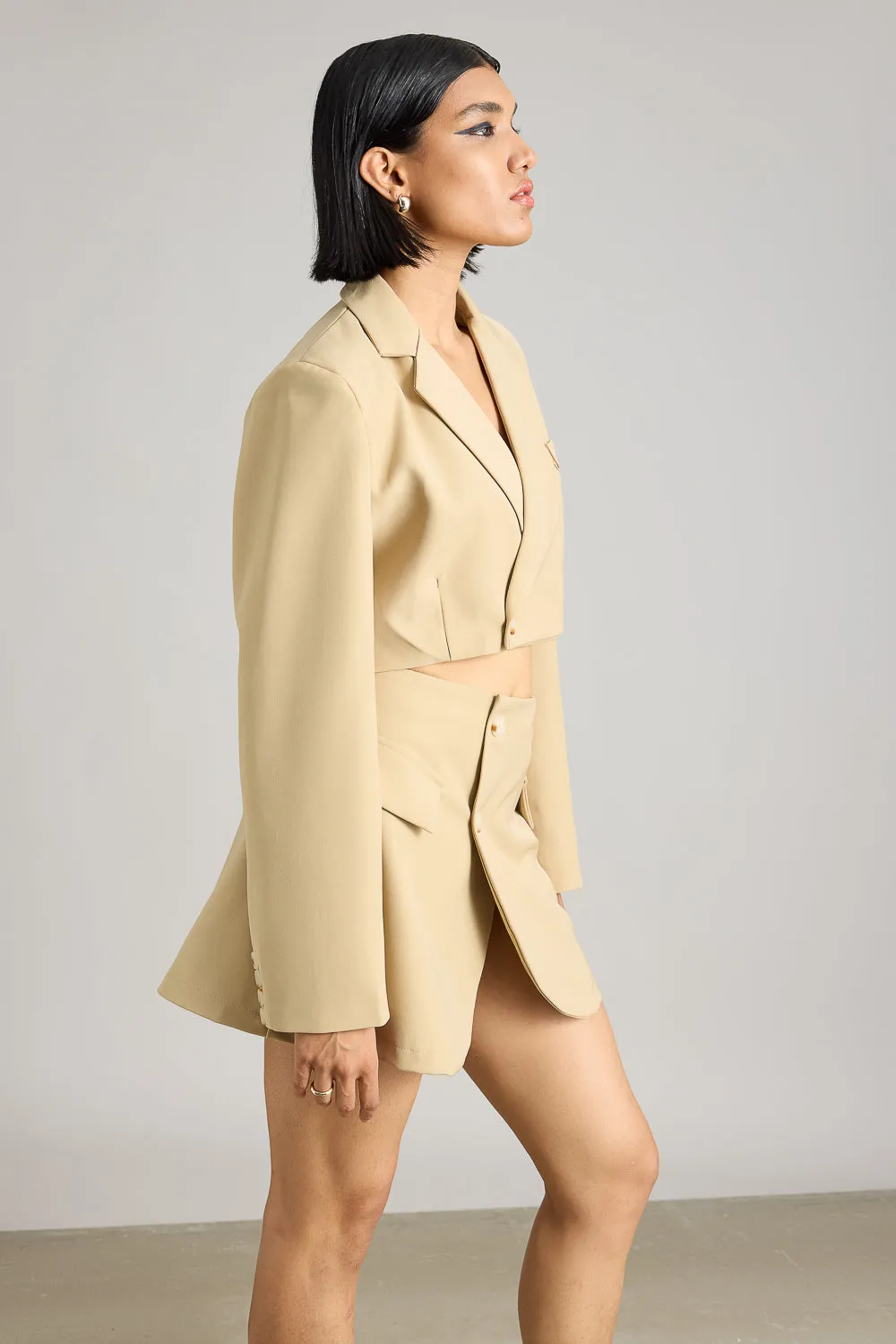 Beige Cropped Blazer