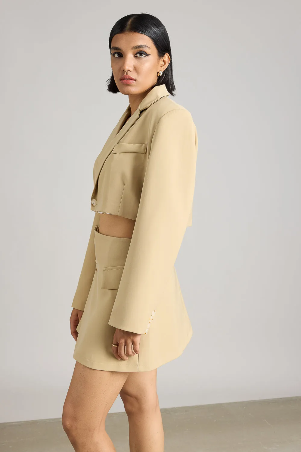 Beige Cropped Blazer