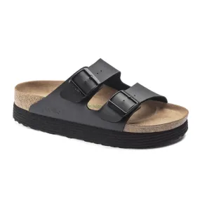 Birkenstock Arizona Grooved Vegan Platform Slide Sandal (Women) - Black Birko-Flor