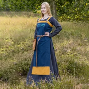 Blue/Yellow Viking Embroidered Apron Dress