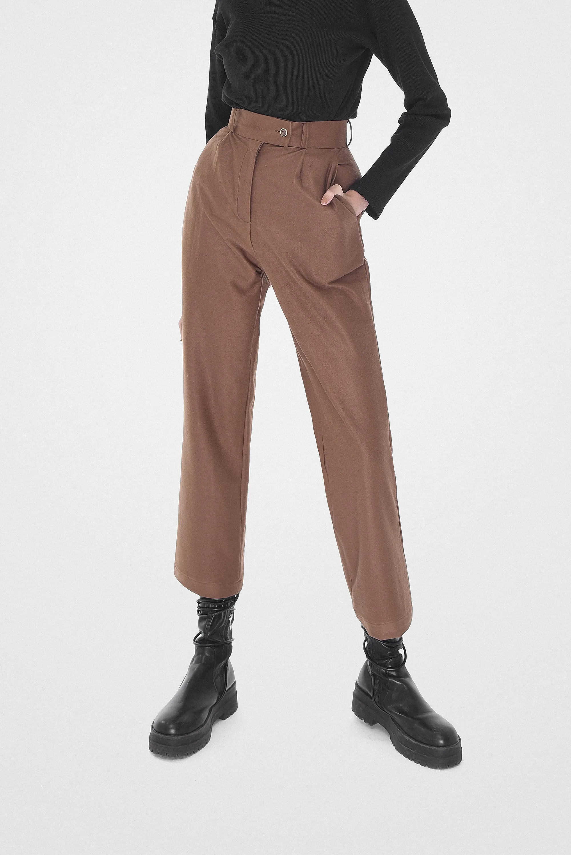 Brown Stretchable Pants