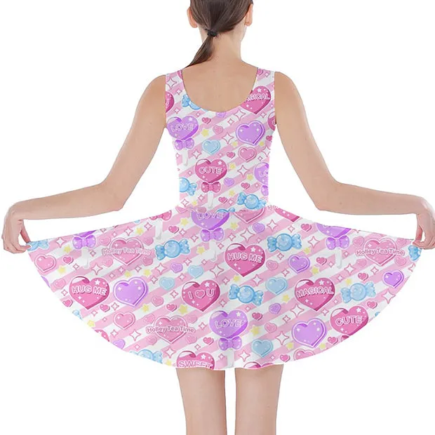 Candy Love Hearts (Colorful Cutie) Skater Dress [Made-To-Order]