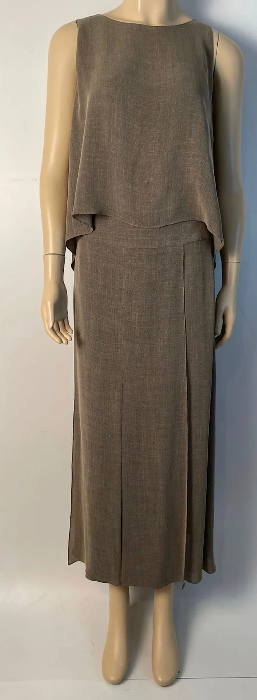 Chanel Vintage 99P 1999 Spring brown blouse long maxi skirt dress outfit set FR 38