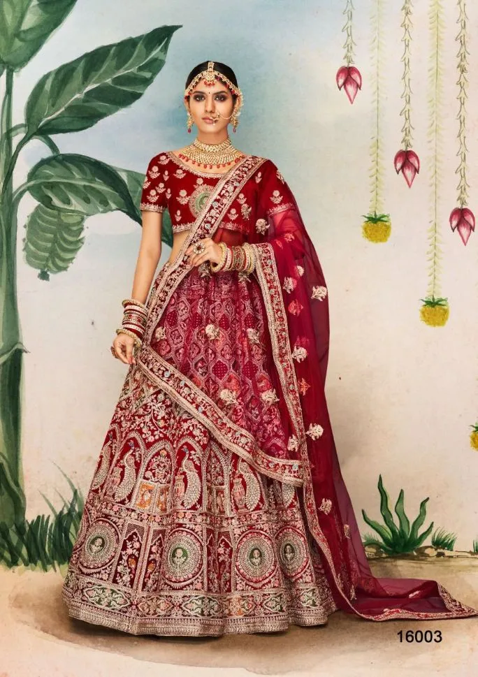 Cherry Red Bridal Lehenga Choli - Rent