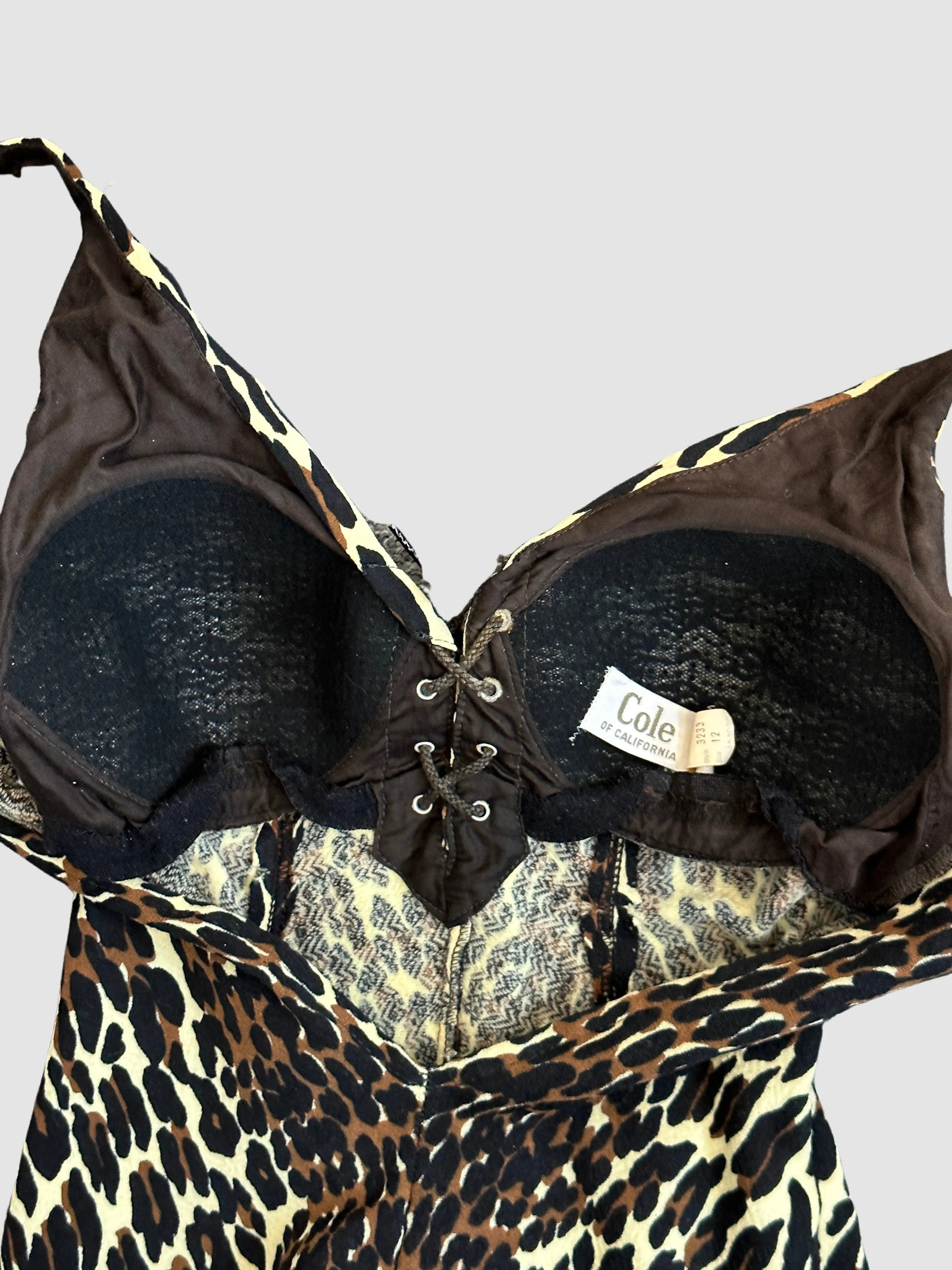 COLE Of CALIFORNIA 60s Leopard Bathing Suit  Small