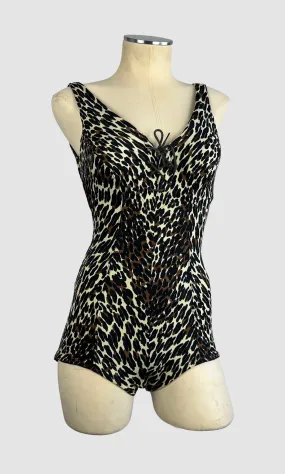 COLE Of CALIFORNIA 60s Leopard Bathing Suit  Small