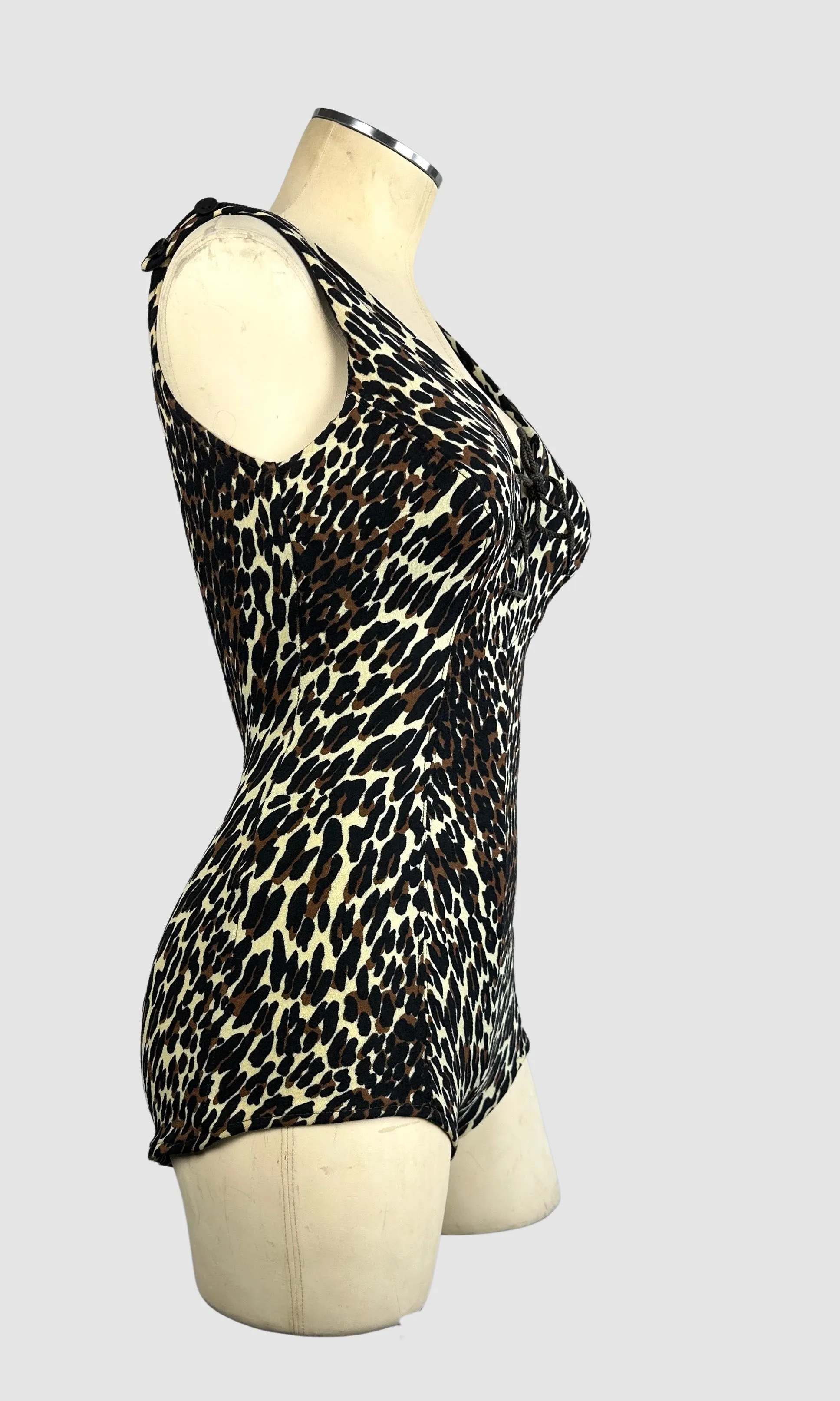 COLE Of CALIFORNIA 60s Leopard Bathing Suit  Small